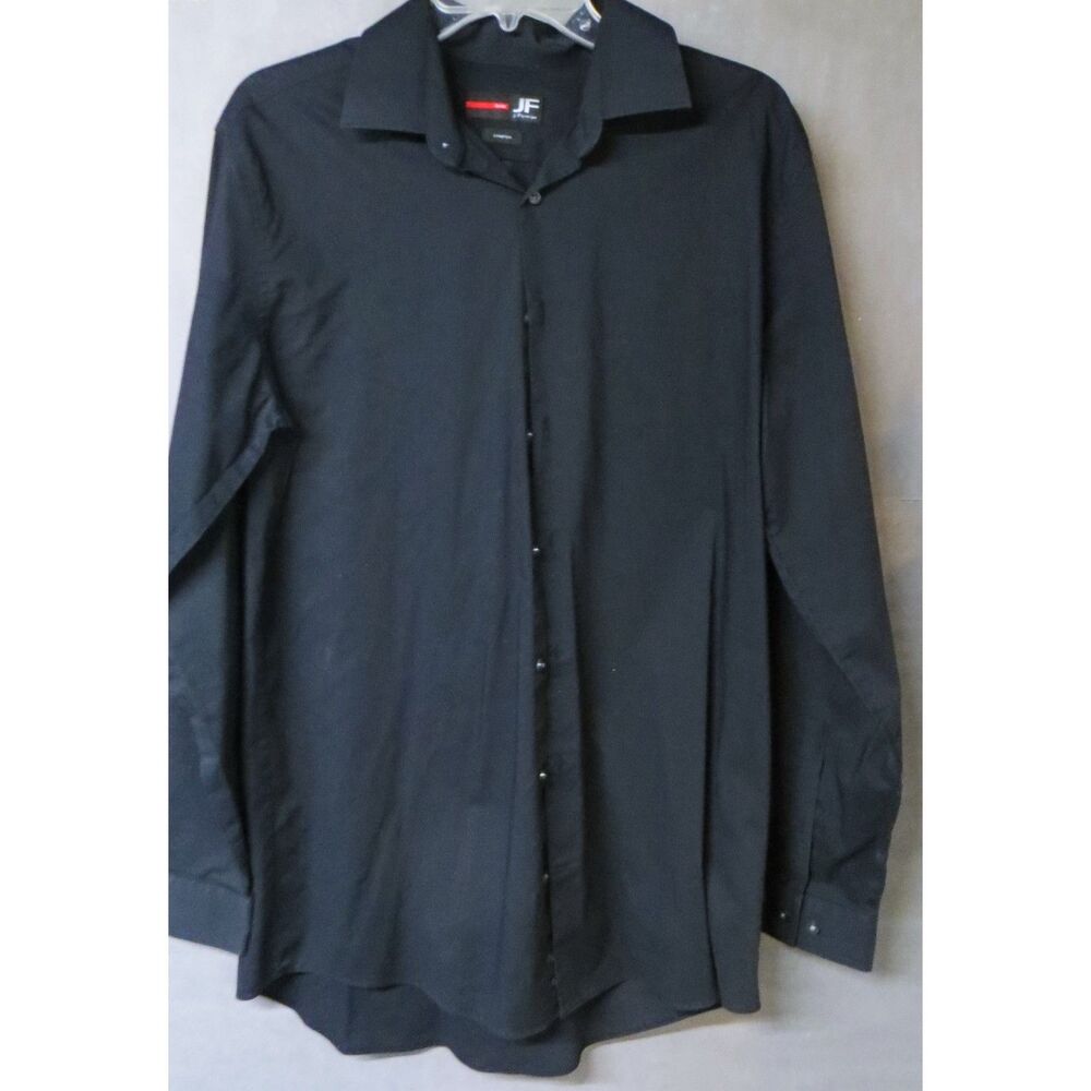 JF J. Ferrar ~ Men's Black Stretch Button Down Dress Shirt Slim Size L